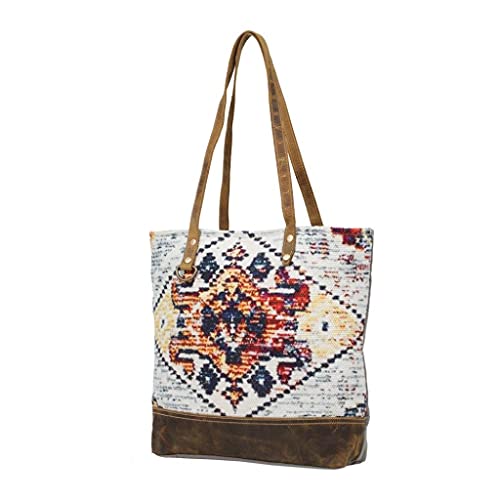 Myra Bag Street Dancer Tote Bag Upcycled Canvas, Rug & Leather S-25482