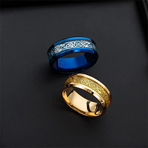 Image of HIJONES Unisex Carbide Fiber Celtic Dragon Spinner Ring Stainless Steel Wedding Spins Band