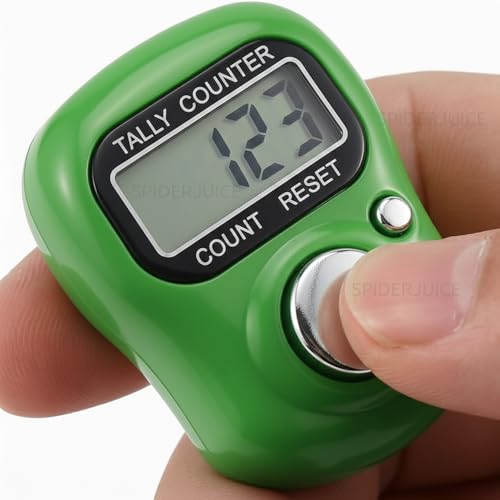 Image of 99999 5 Digit Multiuse Digital Electronic Portable Mini Hand Tally Clicker Counter Finger Ring Mantra Jaap Device Machine Cricket Umpire Counting Zikr Ziker Dhikr (1101 Green)