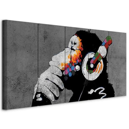 murando - Quadro Fonoassorbente Graffiti Scimmie 150x60 cm 5 Pezzi - Canvas - Quadri Acustici Componibili XXL Grandi - Pannelli Fonoassorbenti Decorativi - Decorazione Soggiorno g-A-0289-b-m
