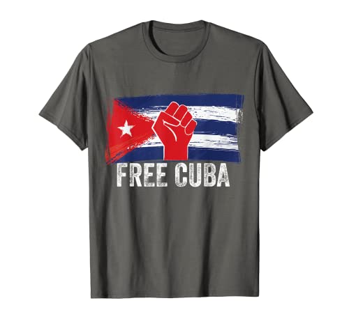 SOS Cuba Free Cuba Cubana Bandera Vintage Libertad Cuba Camiseta