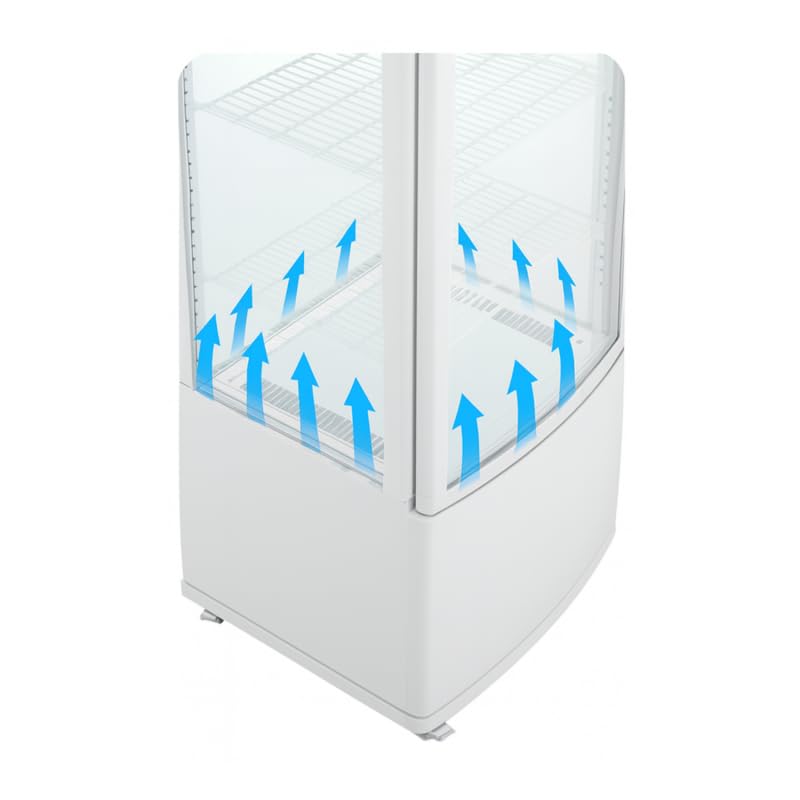 Vitrina Refrigerada Panorámica Genérica 280L - 5 Estantes - Frío Ventilado 0 a +12°C - Doble acristalamiento y LED - Negro o Blanco - Ideal Panaderías, Snacks, Restaurantes (blanco)