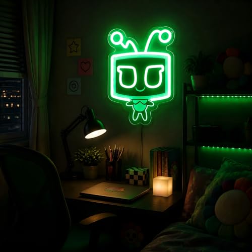 Image of Retro TV Head Neon Sign Dandy Sign Smile TV Character LED Neon Light for Wall Decor, Dimmable Light for Bedroom Bar Wedding Party Children's Room, Christmas Gift for kids