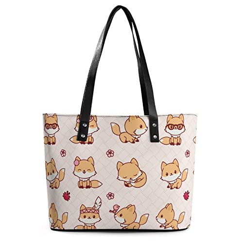 Bolso de mano para mujer con patrón de zorro de cuero con asa superior para mujer, Multi