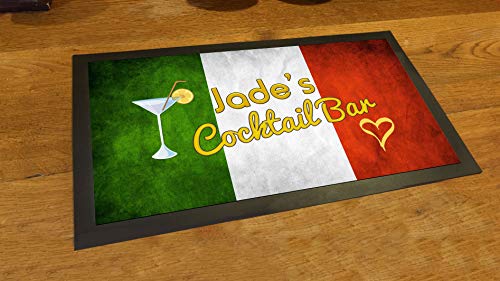 Artylicious Personalised Italian Flag Cocktail Bar Pub Mat Ruer Counter Mat