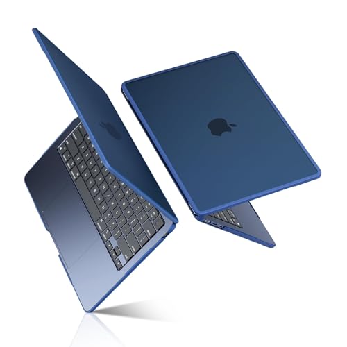 Image of BlueSwan Hard Shell Case Compatible for Apple Macbook Air 13 inch M5 2026 2025 2024 2022 M4 M3 M2,A3449 A3240 A3113 A2681,13.6 Matte TPU Frame Anti-fingerprint Laptop Protective Cover-Frosted Midnight