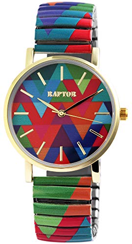 Raptor Colorful Edition Damen-Uhr mit Edelstahl Zugarmband Ø36mm Bunte Armbanduhr analog Stretch Geschenke für Frauen Raptor Colorful Edition Damen-Uhr mit Edelstahl Zugarmband Ø36mm Bunte Armbanduhr analog Stretch Geschenke für Frauen