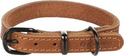 Flamingo Dog Collar Montana Cognac XS/S 24,5-30,5cm 15mm, Brown