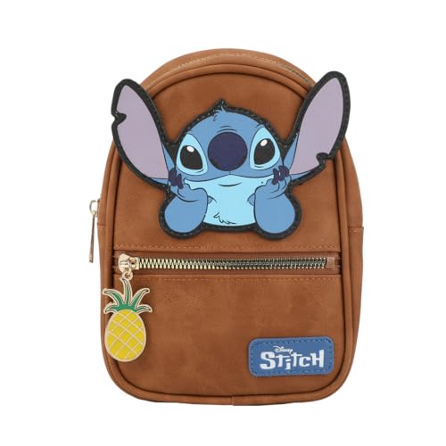 Stitch Applique Character Art 7.4" Brown Sling Bag2