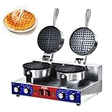 HTTSICHI Waffle Maker - Commercial Waffle Iron w/Two Non-stick Baking Pans, 550 ℉ Temperature and Timers, 2400W Dual Waffle Maker for Double Baking, Stainless Steel Waffle Machine for Restaurant