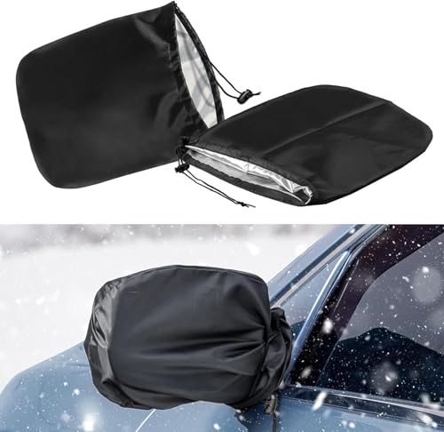 Windshield Cover for Car Side View Mirror Protector Set,Protect from Ice Snow Frost Dew Rain Bird Poop, Oxford Cloth Mirror Snow Guard, Universal for Most Cars (Black)