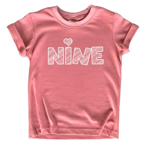 9th Birthday Shirt Girls 9 Years Old Nine Outfit Ninth Tshirt Gift Girl top 9 Heart tee
