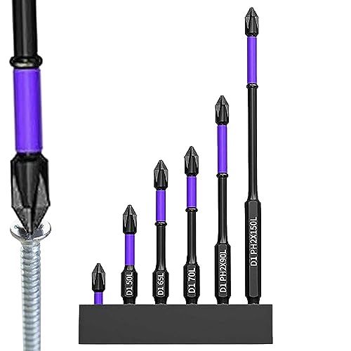 Magnetische Anti Rutsch Bohrer - 6 teiliges Set verbesserte rutschfeste stoßfeste Bohrer - Stoßfestes D1 Schlagschrauber Bit Set - Kreuzschlitz Magnetkopf mit Aufbewahrungsbasis