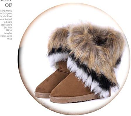 Miniatura 3 de Botas de invierno de piel cálida para mujer Botas de invierno elegantes para mujer, de media pantorrilla, botines de piel sintética con borla