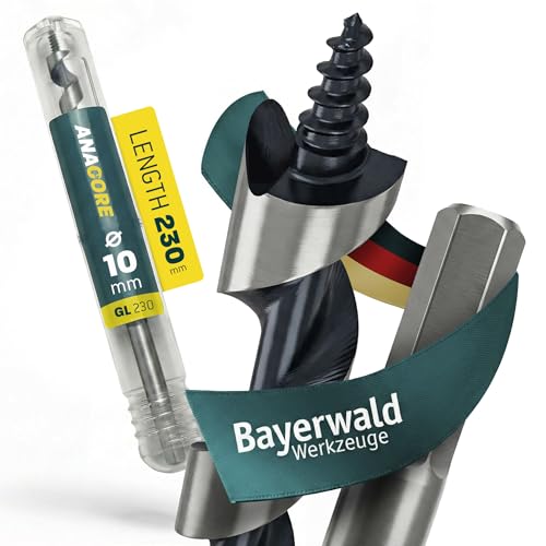 Profi Schlangenbohrer Holz Ø 10 mm - Nutzlänge 155 mm - 6kant – Bayerwald Holzbohrer Werkzeugstahl tiefe Bohrungen Weich-/Hartholz – präzise Schneidengeometrie saubere, ausrissfreie Bohrlöcher