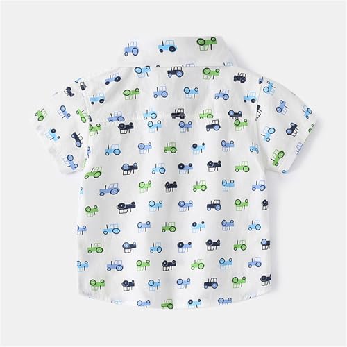 Toddler Girls Button Up Shirts Kids Cute Cartoon Summer Short Sleeve Dress Shirts Infant Boys Basic Tops Blouse with Pockets2