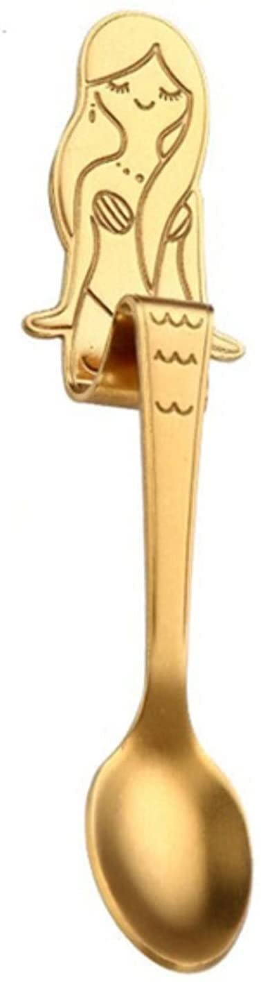Loffel Kreative Edelstahl hängende Meerjungfrau-Kaffee-Löffel-Dessert-Eiscreme-Löffel-Candy Teelöffel-Küchen-Besteck Geschirr Geschirr(Gold)