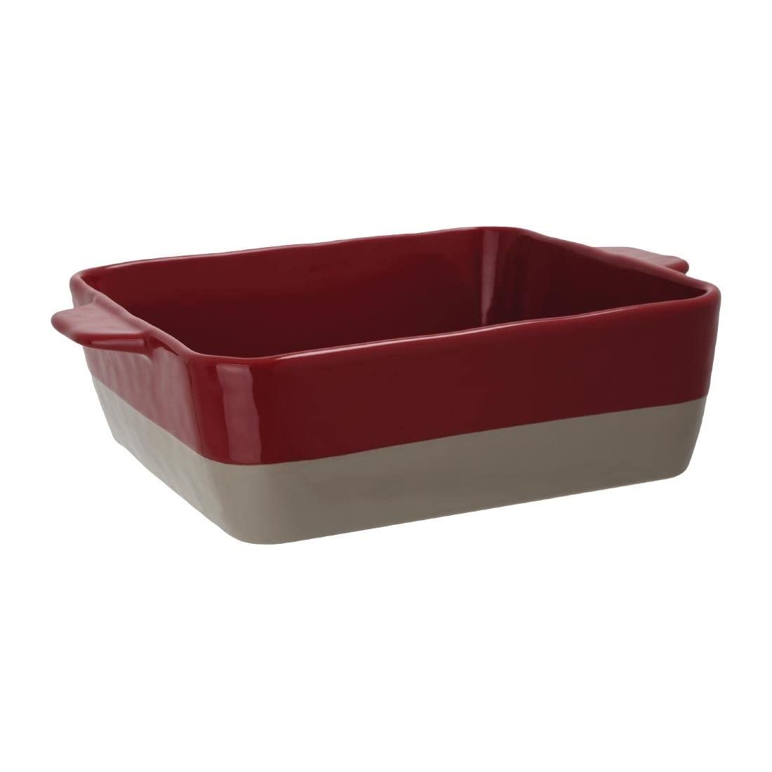 Olympia Red And Taupe Ceramic Roasting Dish 4.2Ltr - Microwave, Oven and Dishwasher Safe DB527