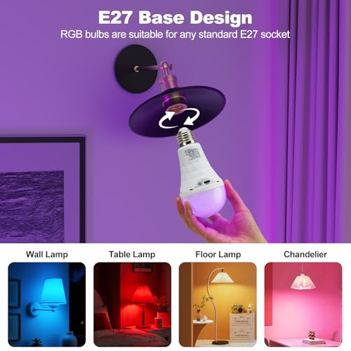Ampoule LED E27 RGB à piles 2600mAh rechargeable avec télécommande | Lot de 2 - 5