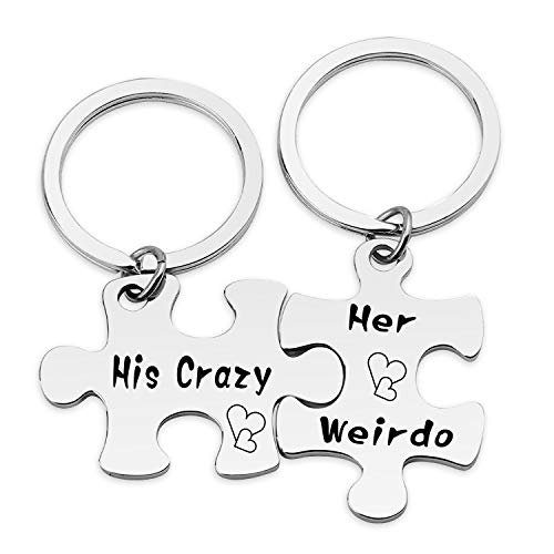 HN HNHB His Crazy Her Weirdo Couple Keychain Husband Wife Gift Wedding Jewelry Gifts (Crazy Weirdo KE) â€¦