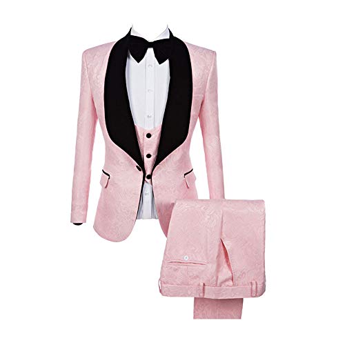 Premium Jacquard Paisley Floral Pattern Slim Fit Tuxedo Prom Wedding Groom Single Breasted Blazer Suits