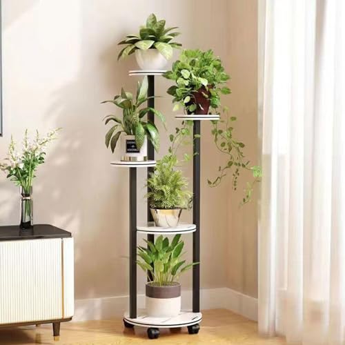 Support à plantes pour coin de salon avec roulettes pour déplacer vos fleurs au soleil.