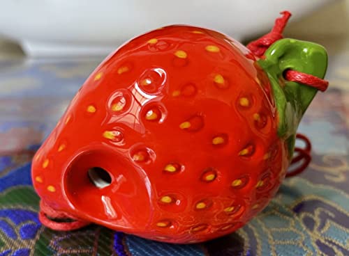 Strawberry 4 Holes Novelty Pendant Ceramic Ocarina. Great Gift, Dexterous, Easy To Carry And Learn. Linn's Arts! #TOP5