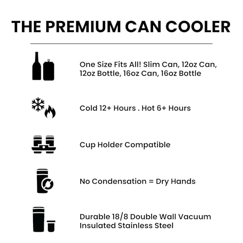 Universal Stainless Steel Can Cooler for 12oz and 16oz Cans and Bottles