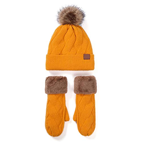 Gorro de invierno para bebé y guantes de mujer con forro polar sintético de alta densidad