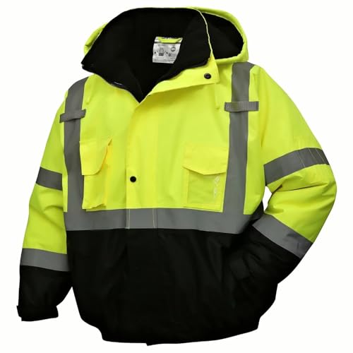 SKSAFETY Hi Vis Safety Bomber Jacket for Men, High Visibility Winter Coat