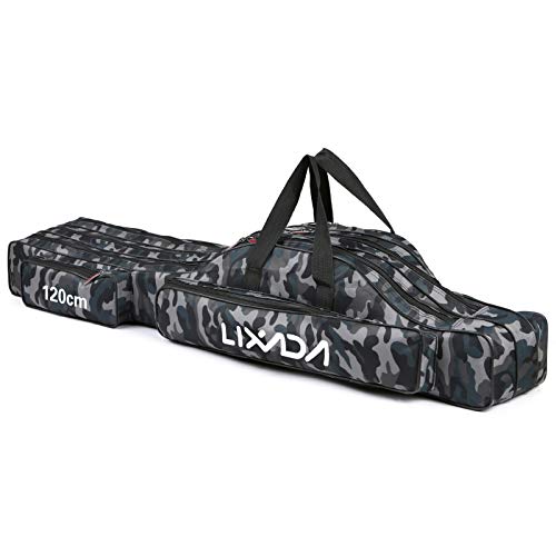 Lixada 3 Schicht Portable Folding Angelrute Tasche Angelrute Werkzeuge Aufbewahrungstasche Angelausrüstung Angelgerät Tasche,Rutentasche Rod Case für Angelruten,90/120/150 cm(optional)