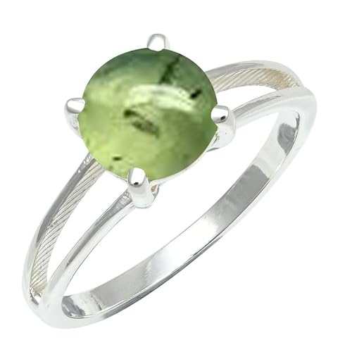 SILVERNROCK Prehnite Gemstone Silver plated Meditation Ring Men & Women All Size Gift Item Handmade Jewelry ERG1258CH (US-7)
