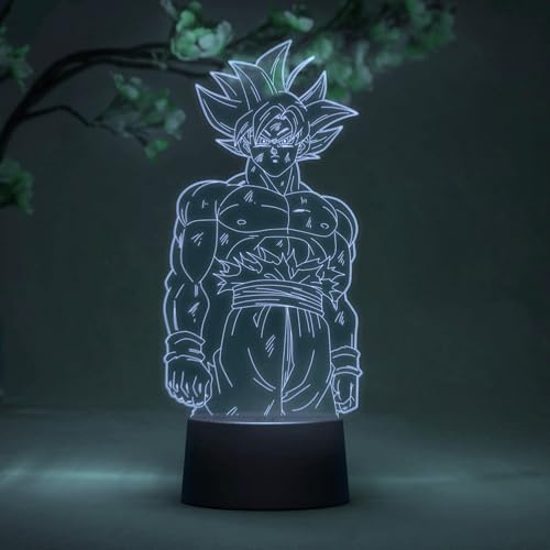 Otaku Lamps Goku Ultra Instinct Dragon Ball Super – Anime Lamp Figure Night Light, 16 Color RGB LED – Remote, 3D Anime Room Décor Gift for Otaku