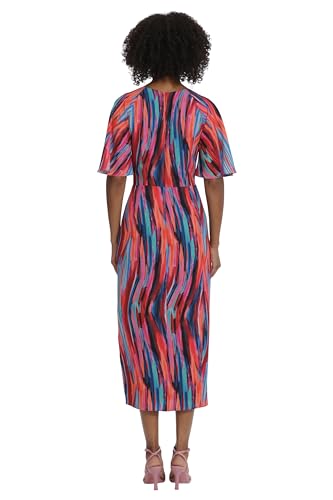 Image of Maggy London Women's Maggy London Women's Dresses Short Flutter Sleeve Faux Wrap Midi Dress