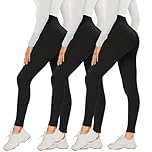 DDOBB 3 Pack Leggings for Women High Waisted Black Leggings Tummy Control Stretchy Pants Trousers for Gym Fitness Yoga Running Regular&Plus Size(B-Black*3)
