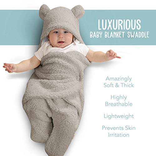 Bluemello Swaddle Blanket | Ultra-Soft Plush Essential For Infants 0-6 Months | Receiving Swaddling Wrap Grey | Ideal Newborn Registry And Toddler Boy Accessories | Perfect Baby Girl Shower Gift #TOP1