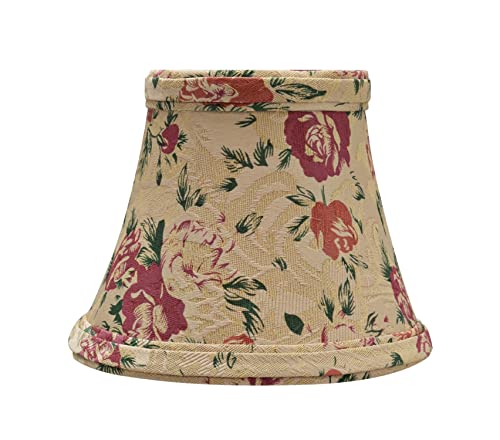 Aspen Creative 30005-2A Small Bell Shape Chandelier Clip-On Lamp Shade Set (2 Pack), Transitional Design In Floral Print, 5" Bottom Width (3" X 5" X 4") #TOP25