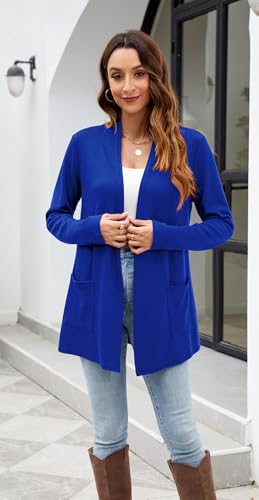 Image of Newchoice Womens Lightweight Long Sleeve Cardigans with Pockets Summer Casual Open Front Sweater Cardigan Duster