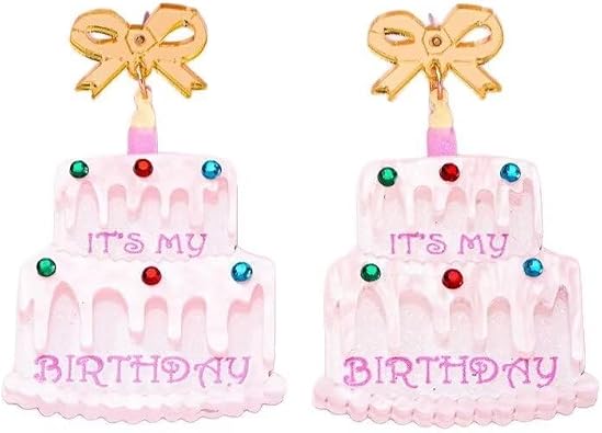 Birthday Earrings Resin Acrylic Glitter Happy Birthday Letter Drop Dangle Earrings for Women Statement Cute Jewelry Party Festive