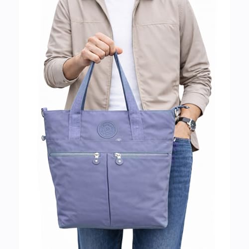 Image of CHIBAO Polyester Dual Handles Tote Bag for Women & Men | Large Capacity Multipurpose Shoulder Bag | Stylish Everyday Office, College, Travel & Shopping Handbag with Multiple Pockets Black