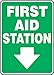 Accuform MFSD561VP Plastic Safety Sign,"First AID Station (Arrow Down)", 14" Length x 10" Width x 0.055" Thickness, White on Green