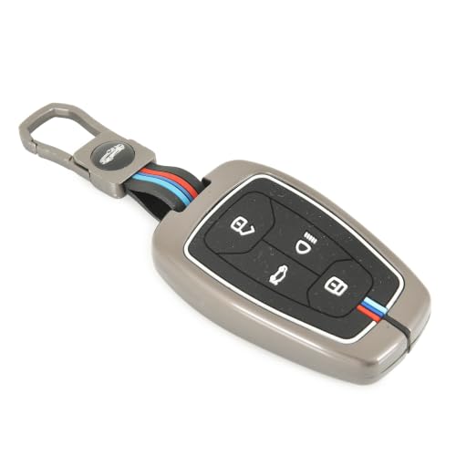 Image of arika Key Cover Compatible with Tata Harrier | Safari | Nexon | Altroz | Tigor | EV | Punch | Tiago EV Electric - 4 Button Smart Key , Stealth Black CyberMetal Series