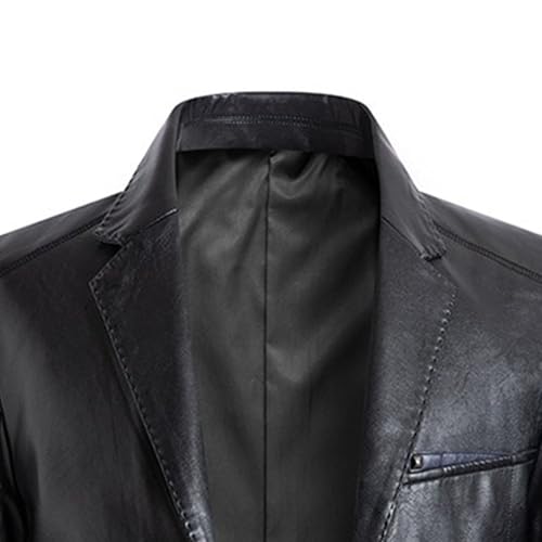 Mens Classic Slim Fit Leather Blazer Coat Classic Lapel Button Suit Jacket Casual Lightweight Business Blazers3