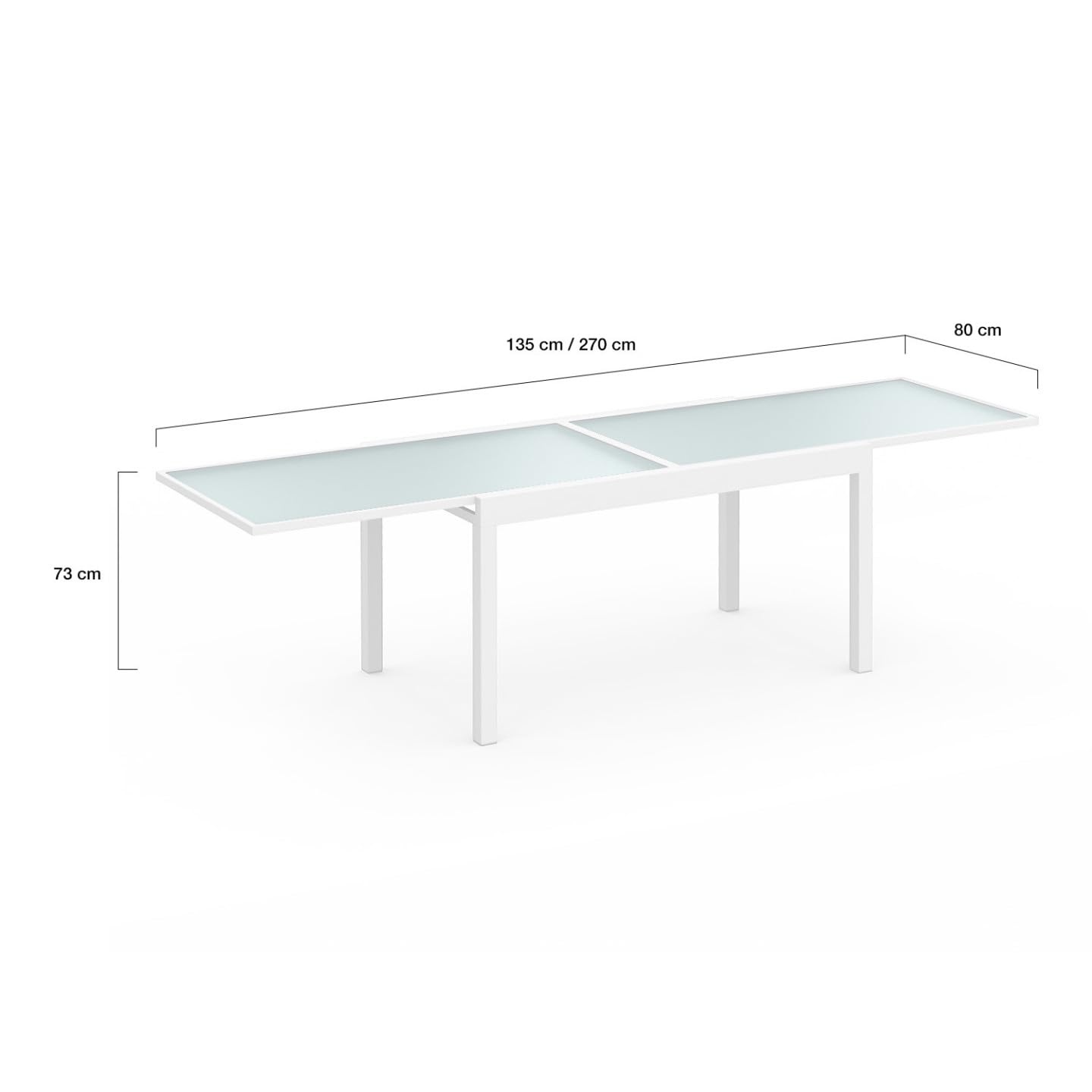 IDMarket - Salon de Jardin Madrid Table Extensible 135-270 CM et 12 chaises empilables Blanc et Beige
