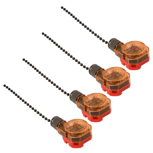 4x Interruttore Catena 3 Velocità 4 Fili 250V/3A 125V/6A per Ventilatori Soffitto Lampade Parete Luce Armadietto Bronzo