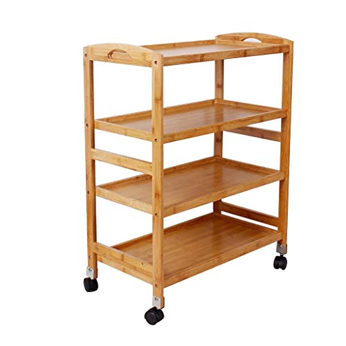PLMNBQWE Carrito de Cocina de Madera con Ruedas bloqueables. Solución de Almacenamiento de Cuatro estantes para comedores, hoteles, restaurantes y centros de atención.
