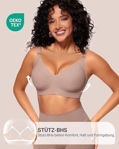 HORISUN Damen-Push-up-BH mit V-Ausschnitt, ohne Bügel und mit sanftem Halt – Ansicht 2