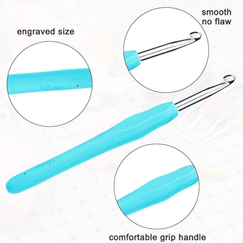Image of VERAT 8 Pcs Crochet Set /Crochet Needles /Crochet Hook /Hook Set /Ergonomic Knitting Knit Needles /Crochet Yarn /Ultimate Sewing /Craft /Sweater /Yarn /Thread /Needles Kit Knitting(Multicolour)