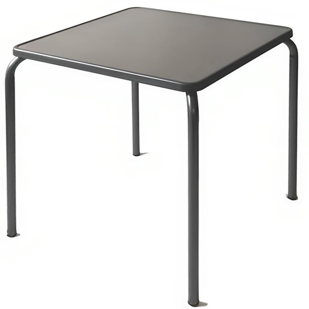 MBH – Mobiliario hostelería. Mesa Gris Cuadrada de Acero apilable para terraza 70 x 70 x 72 cm con Tablero de Resina para Interior y Exterior de Bar, Restaurante y cafetería. (Gris)