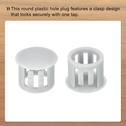 Image of MECCANIXITY 64PCS 11mm(3 /8 inch) Light Gray Plastic Hole Plugs, Flush Type Panel Hole Plugs Insert End Caps for Locking Hole Tubes Furniture Cabinet